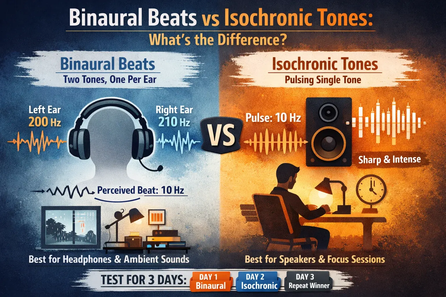 Binaural Beats vs Isochronic Tones: What’s the Difference (and Which Should You Use)?