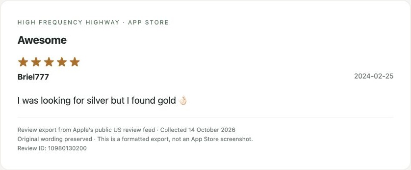 App Store review by Briel777 — Review export
