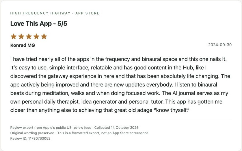 App Store review by Konrad MG — Review export