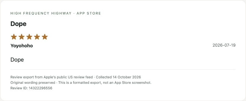 App Store review by Yoyohoho — Review export