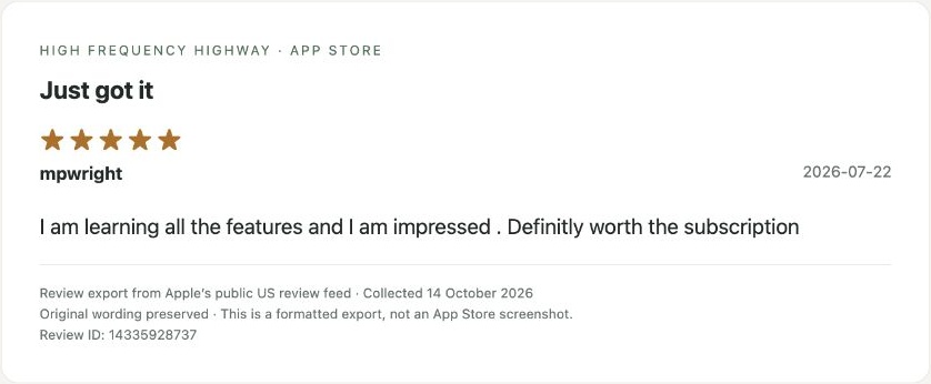 App Store review by mpwright — Review export