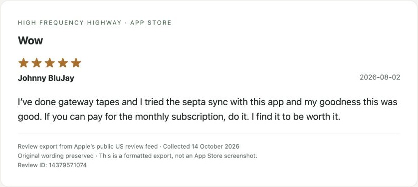 App Store review by Johnny BluJay — Review export