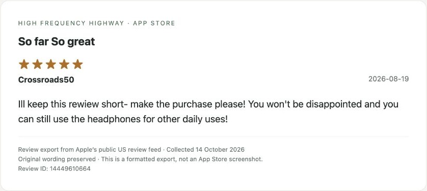 App Store review by Crossroads50 — Review export