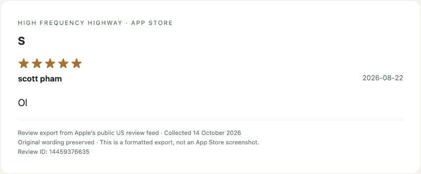 App Store review by scott pham — Review export