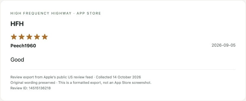 App Store review by Peech1960 — Review export