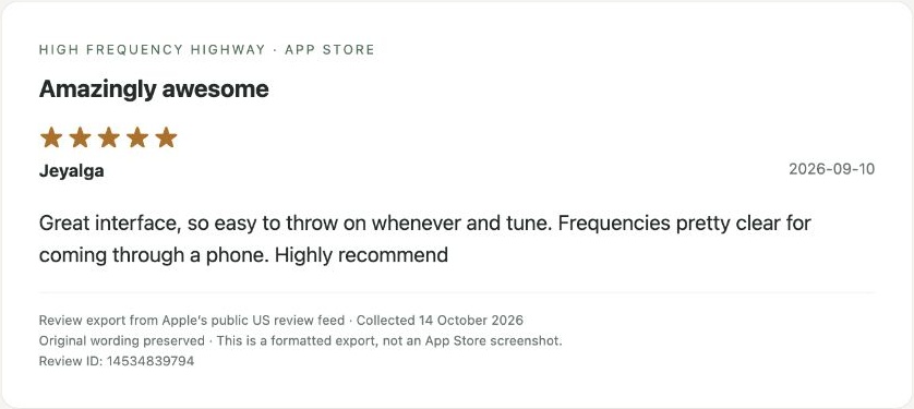 App Store review by Jeyalga — Review export