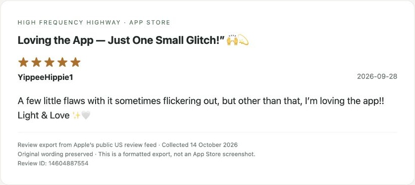 App Store review by YippeeHippie1 — Review export