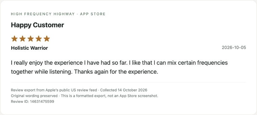 App Store review by Holistic Warrior — Review export