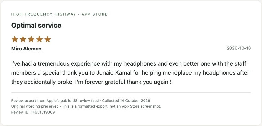 App Store review by Miro Aleman — Review export