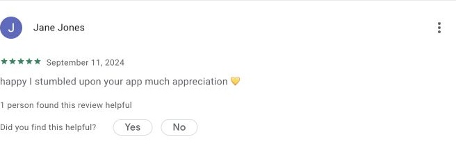 Google Play review by Jane Jones — Store screenshot