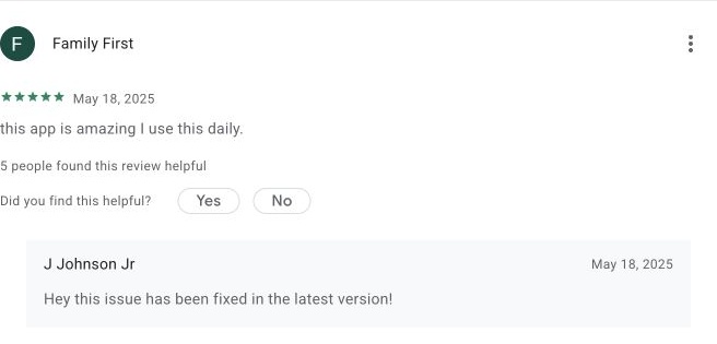 Google Play review by Family First — Store screenshot