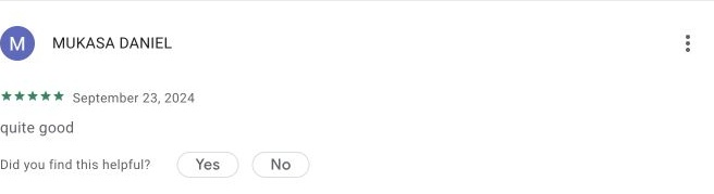 Google Play review by MUKASA DANIEL — Store screenshot